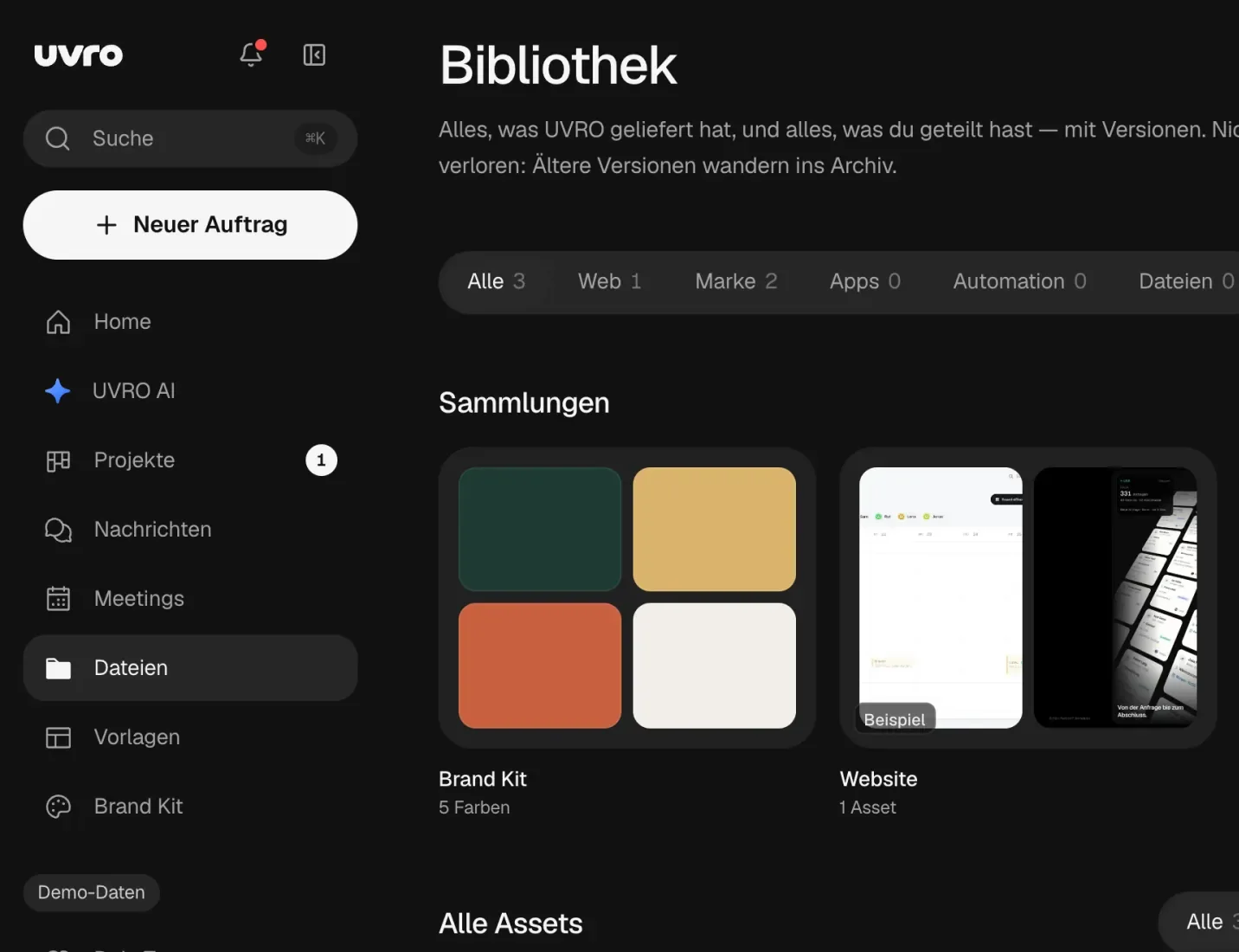 DEELR-Portal, Bibliothek: Sammlungen und versionierte Assets