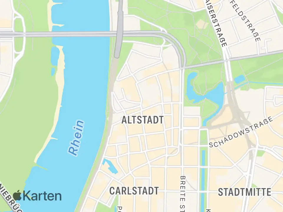 Place Karten-Render: Düsseldorfer Altstadt und der Rhein