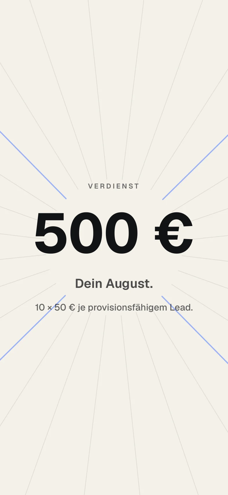 Place monthly recap: 500 € earned in August